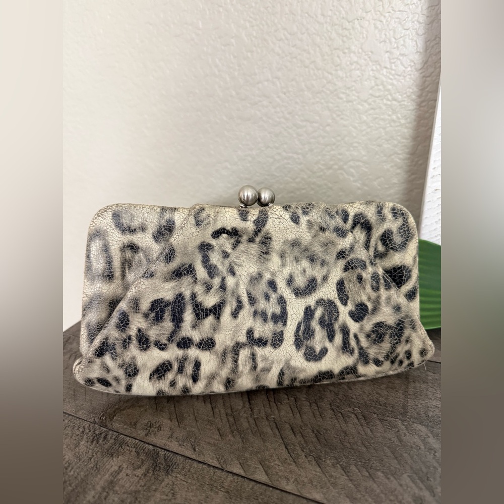 HOBO Cream and Black Leopard Print Clutch